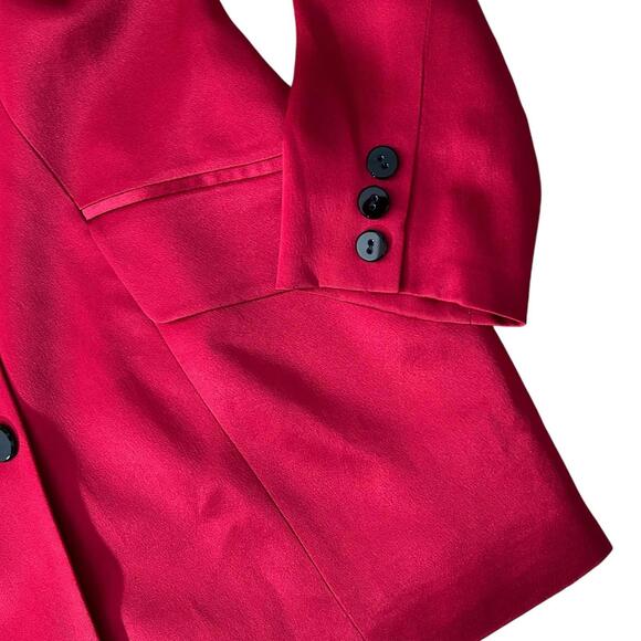 DANA BUCHMAN Womens (8) Ruby Red Silky Satin Blazer Jacket Lined - Picture 5 of 9